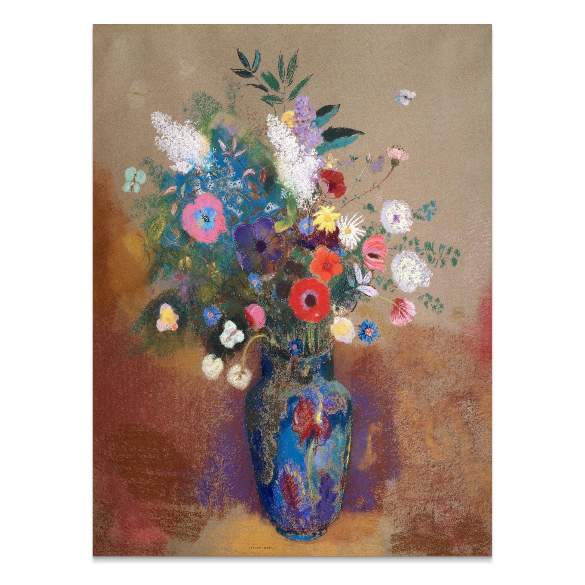 Premium Poster of Vibrant Floral Bouquet in Blue Vase Wall Art Posters