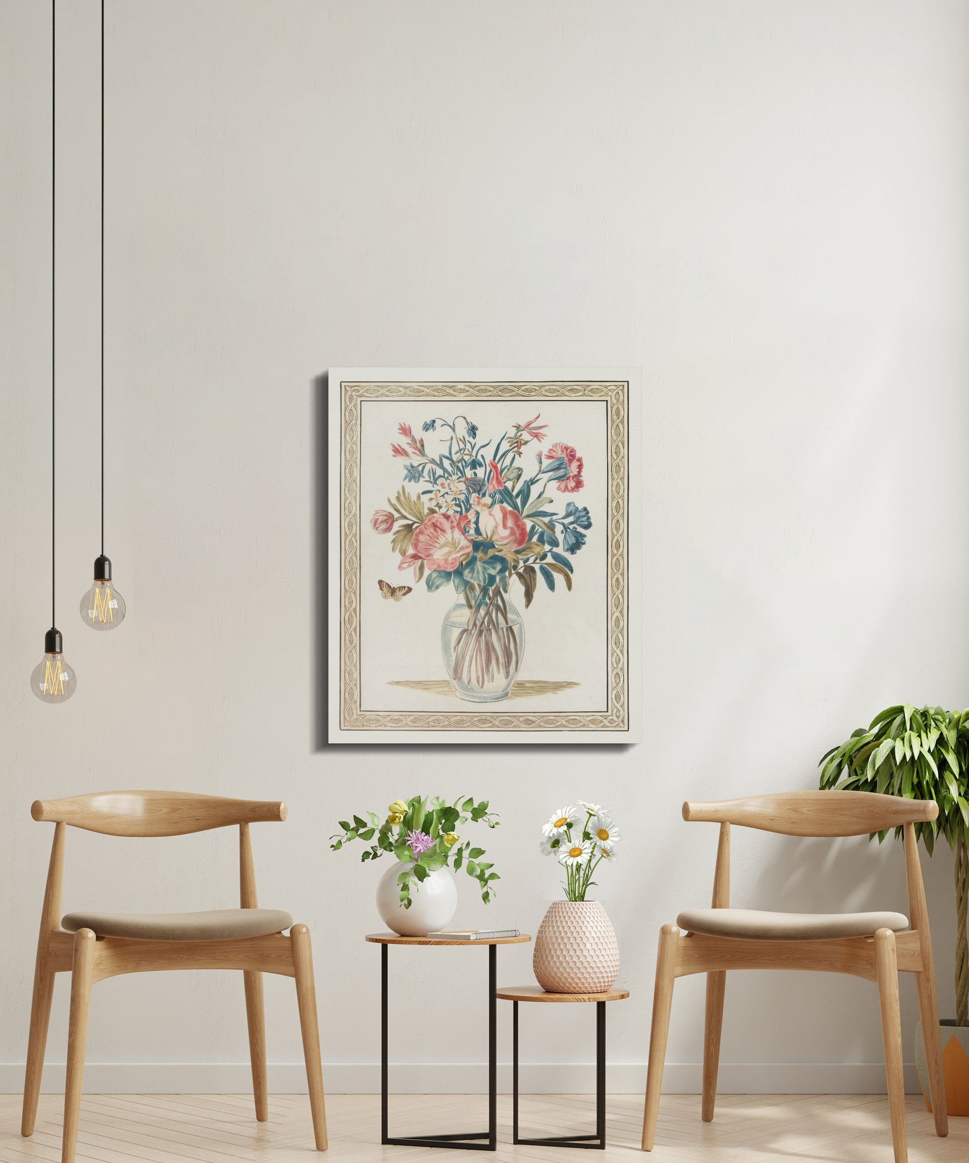 Premium Poster of Vibrant Floral Bouquet with Butterfly Canvas Wraps