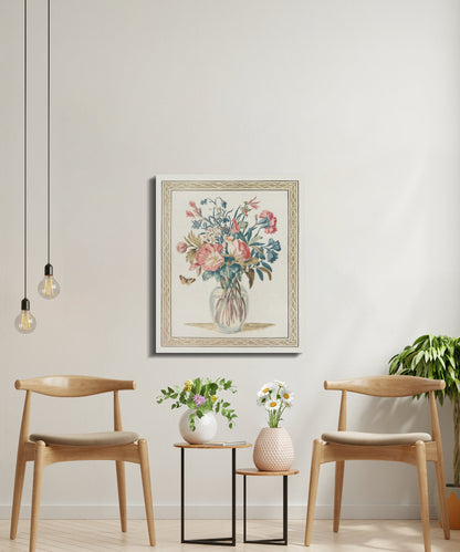 Premium Poster of Vibrant Floral Bouquet with Butterfly Canvas Wraps