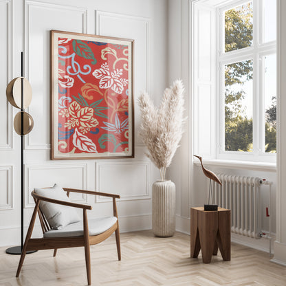 Premium Poster of Vibrant Floral Pattern Design Decorative Wall Posters