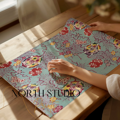Premium Poster of Vibrant Floral Pattern Japanese Art Posters