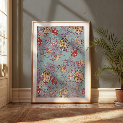 Premium Poster of Vibrant Floral Pattern Japanese Art Posters