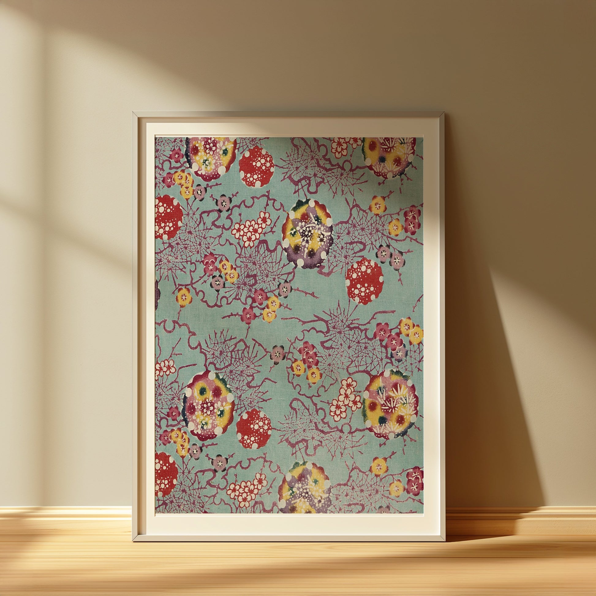Premium Poster of Vibrant Floral Pattern Japanese Art Posters