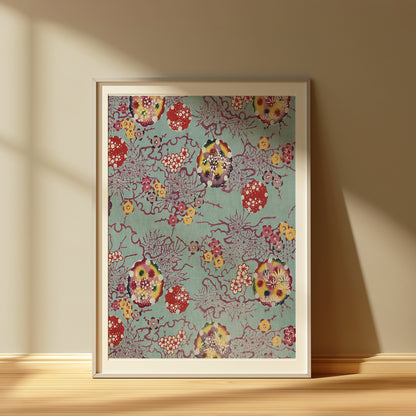Premium Poster of Vibrant Floral Pattern Japanese Art Posters