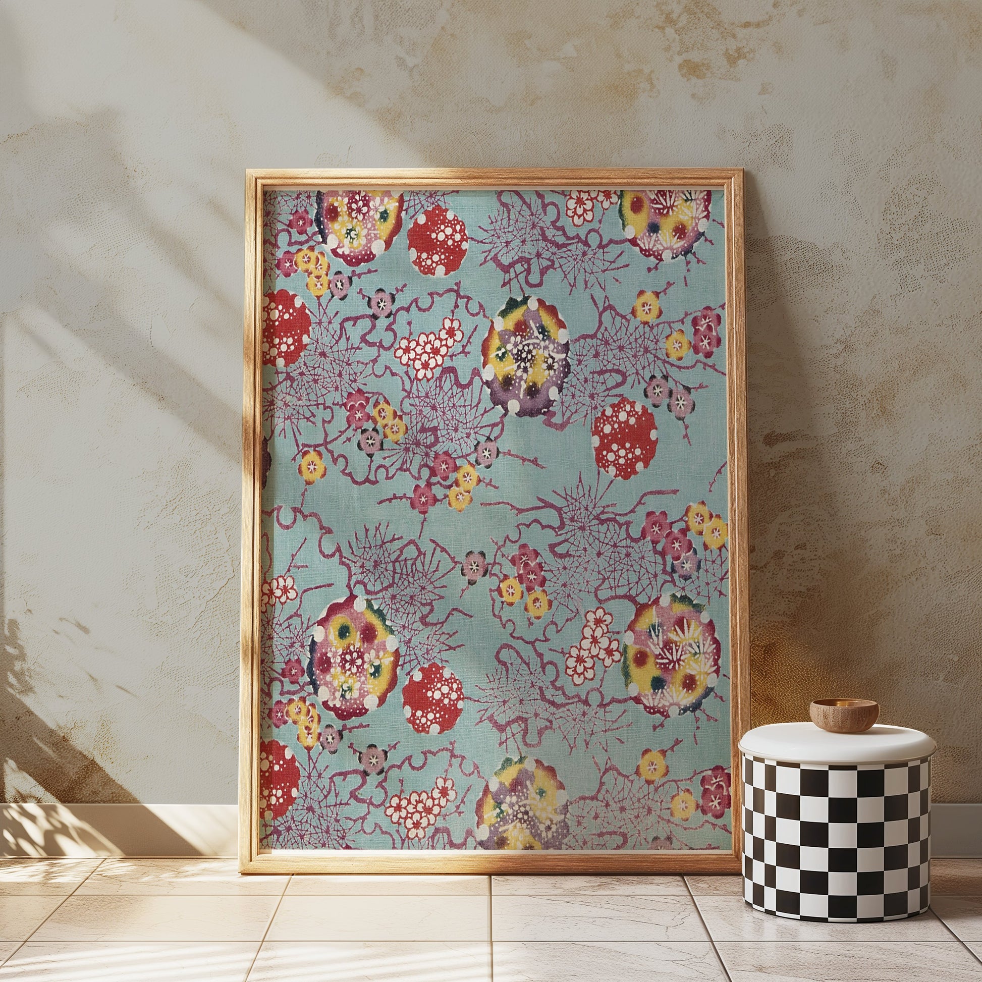 Premium Poster of Vibrant Floral Pattern Japanese Art Posters