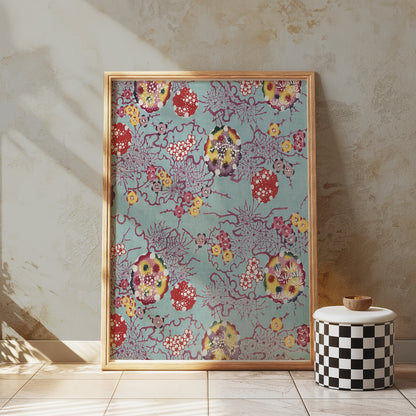 Premium Poster of Vibrant Floral Pattern Japanese Art Posters