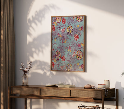 Premium Poster of Vibrant Floral Pattern Japanese Art Posters