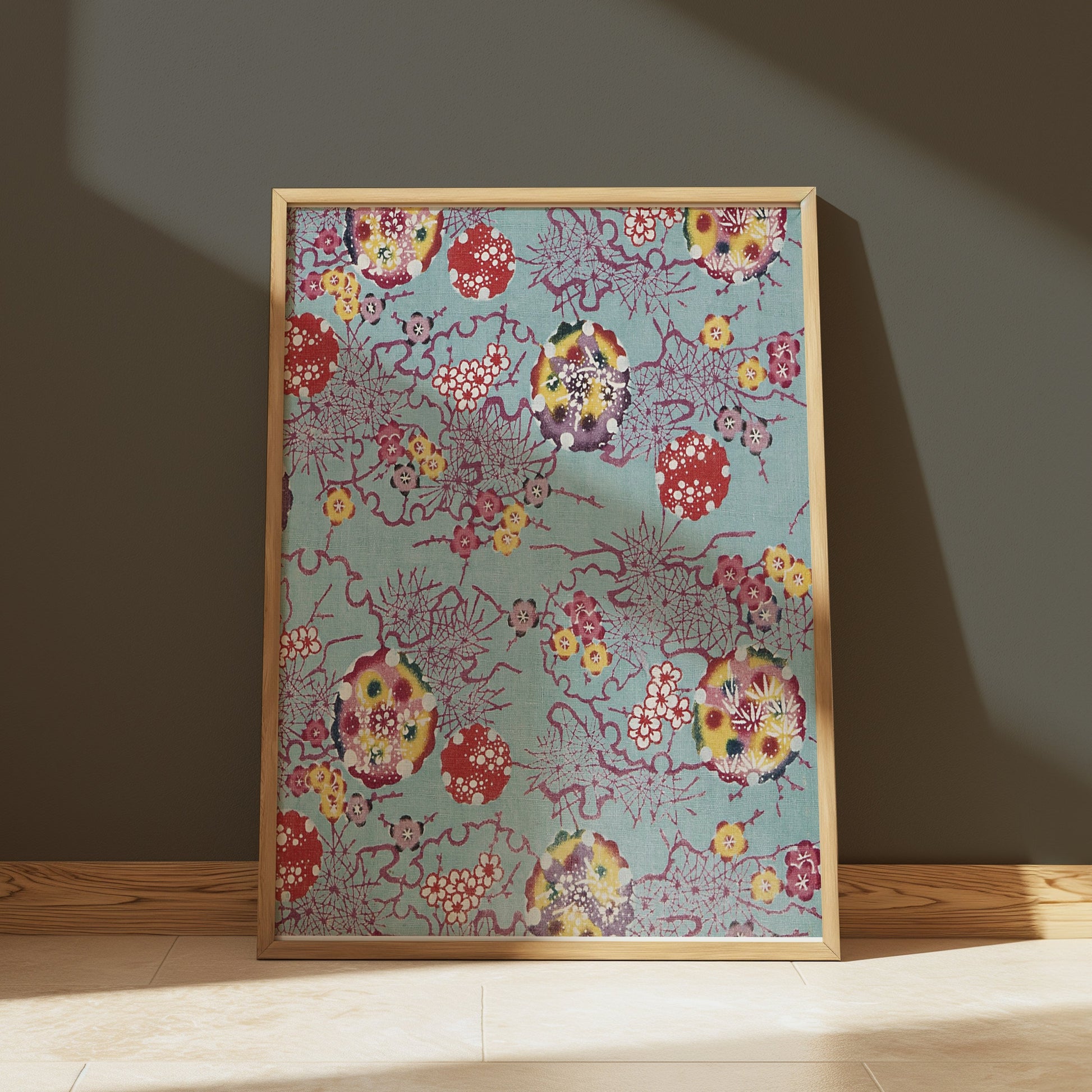 Premium Poster of Vibrant Floral Pattern Japanese Art Posters