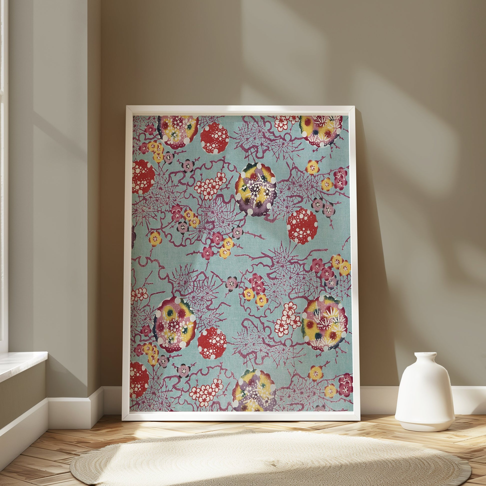 Premium Poster of Vibrant Floral Pattern Japanese Art Posters