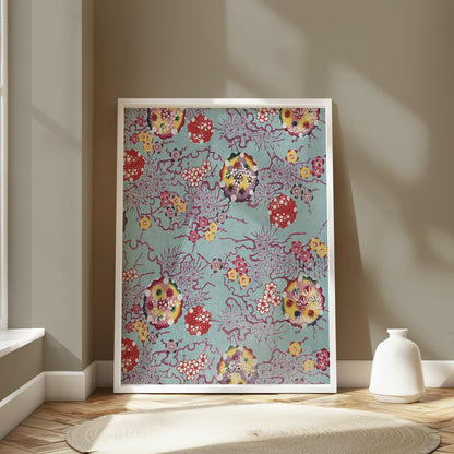 Premium Poster of Vibrant Floral Pattern Japanese Art Posters