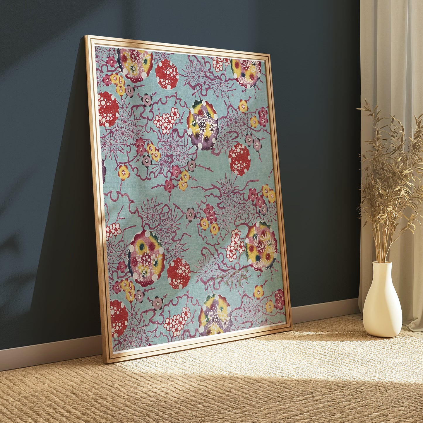 Premium Poster of Vibrant Floral Pattern Japanese Art Posters
