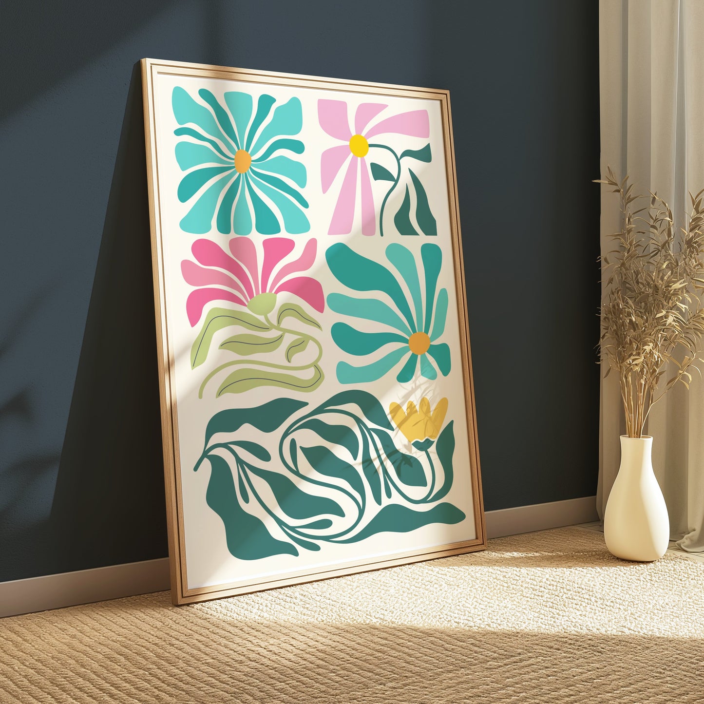 Premium Poster of Vibrant Floral Patterns in Abstract Art Style Posters