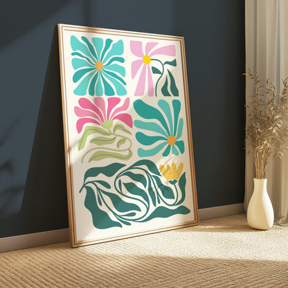 Premium Poster of Vibrant Floral Patterns in Abstract Art Style Posters