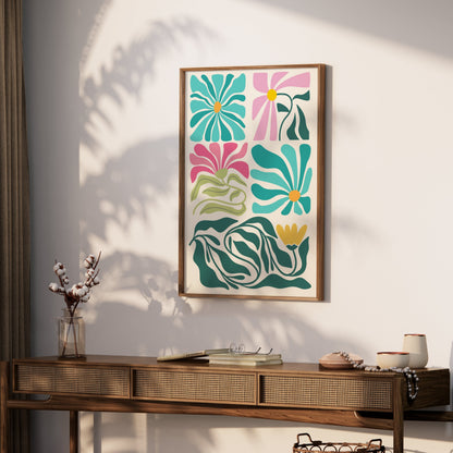 Premium Poster of Vibrant Floral Patterns in Abstract Art Style Posters