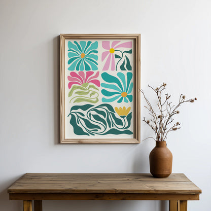 Premium Poster of Vibrant Floral Patterns in Abstract Art Style Posters