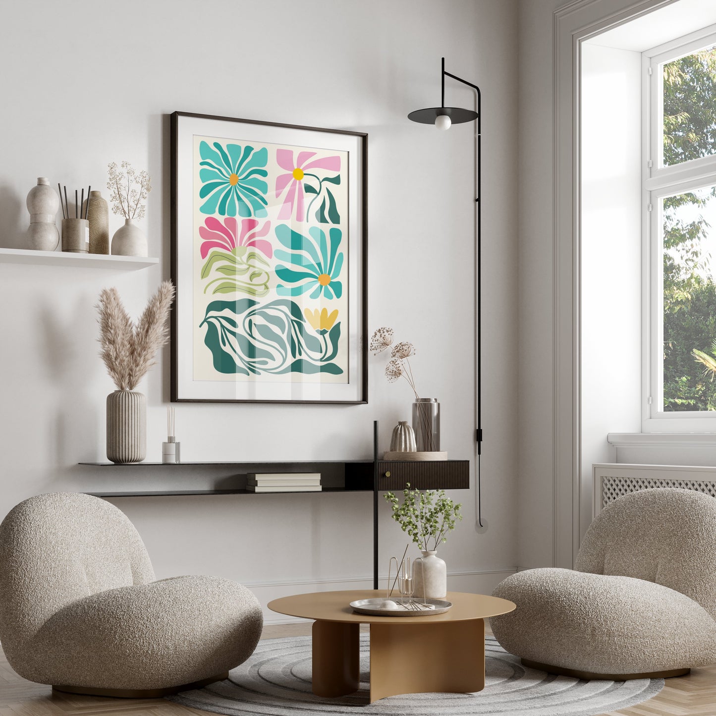 Premium Poster of Vibrant Floral Patterns in Abstract Art Style Posters