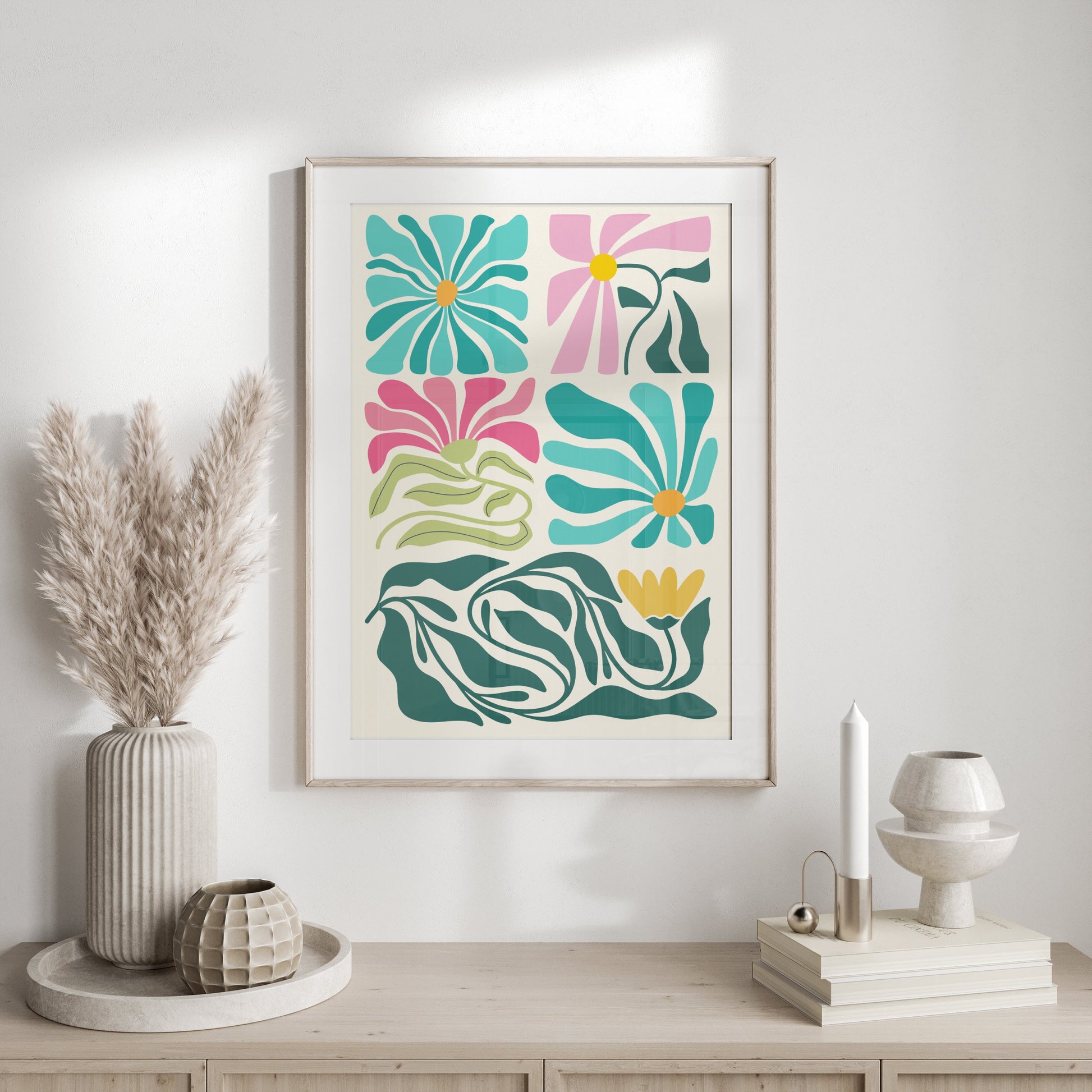 Premium Poster of Vibrant Floral Patterns in Abstract Art Style Posters