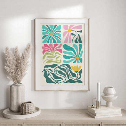 Premium Poster of Vibrant Floral Patterns in Abstract Art Style Posters