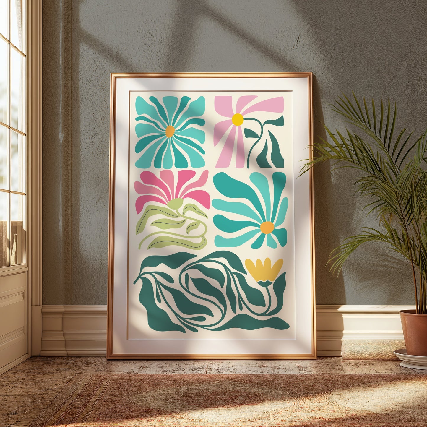 Premium Poster of Vibrant Floral Patterns in Abstract Art Style Posters