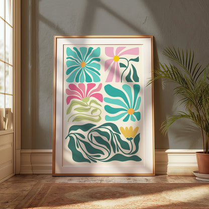 Premium Poster of Vibrant Floral Patterns in Abstract Art Style Posters