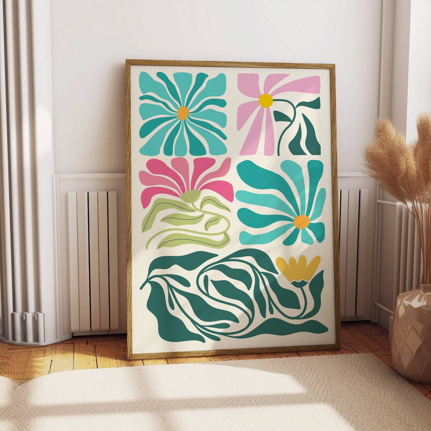 Premium Poster of Vibrant Floral Patterns in Abstract Art Style Posters