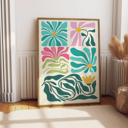 Premium Poster of Vibrant Floral Patterns in Abstract Art Style Posters