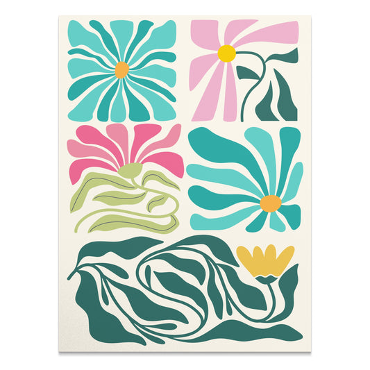 Premium Poster of Vibrant Floral Patterns in Abstract Art Style Posters