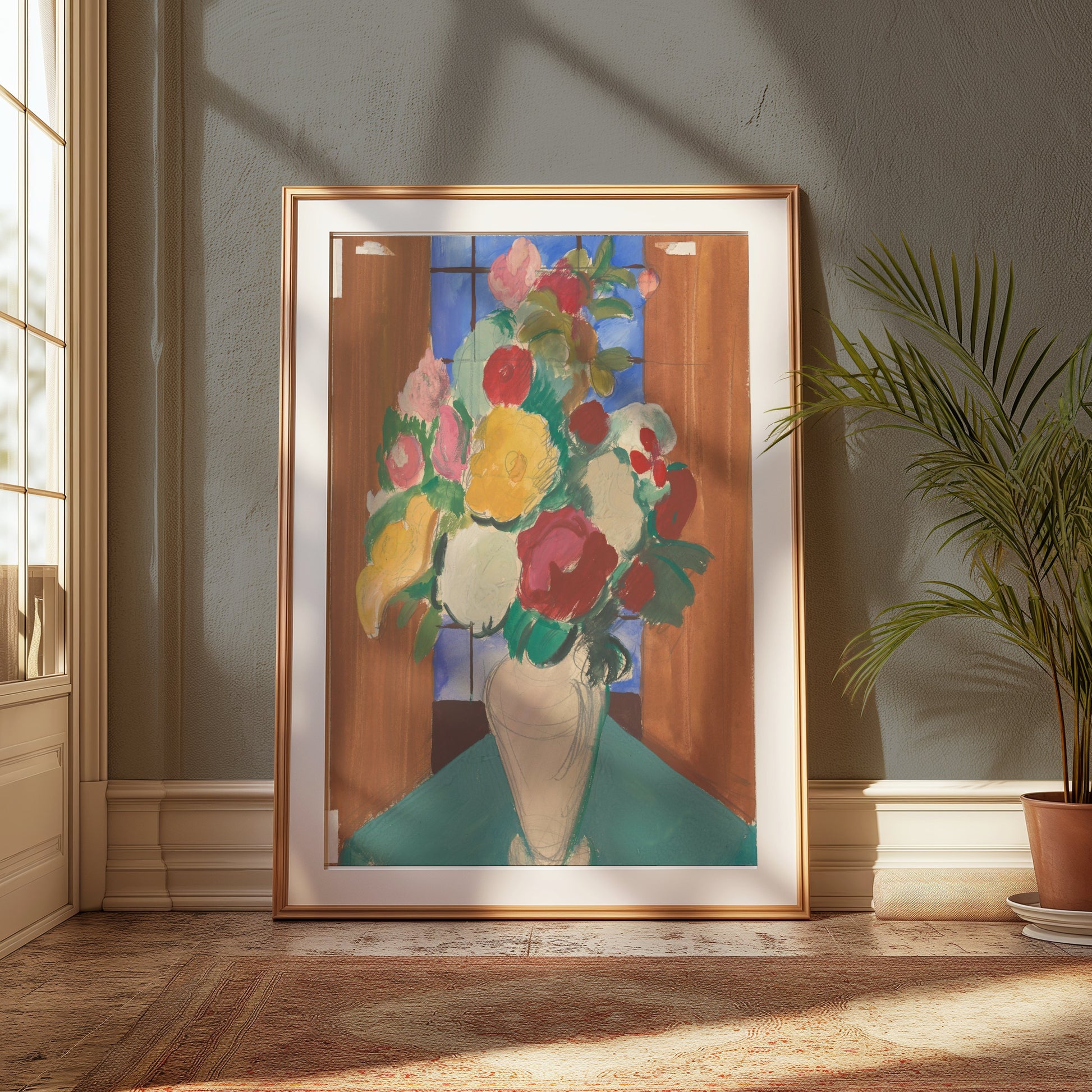 Premium Poster of Vibrant Floral Vase Art Display for Bright Spaces Posters