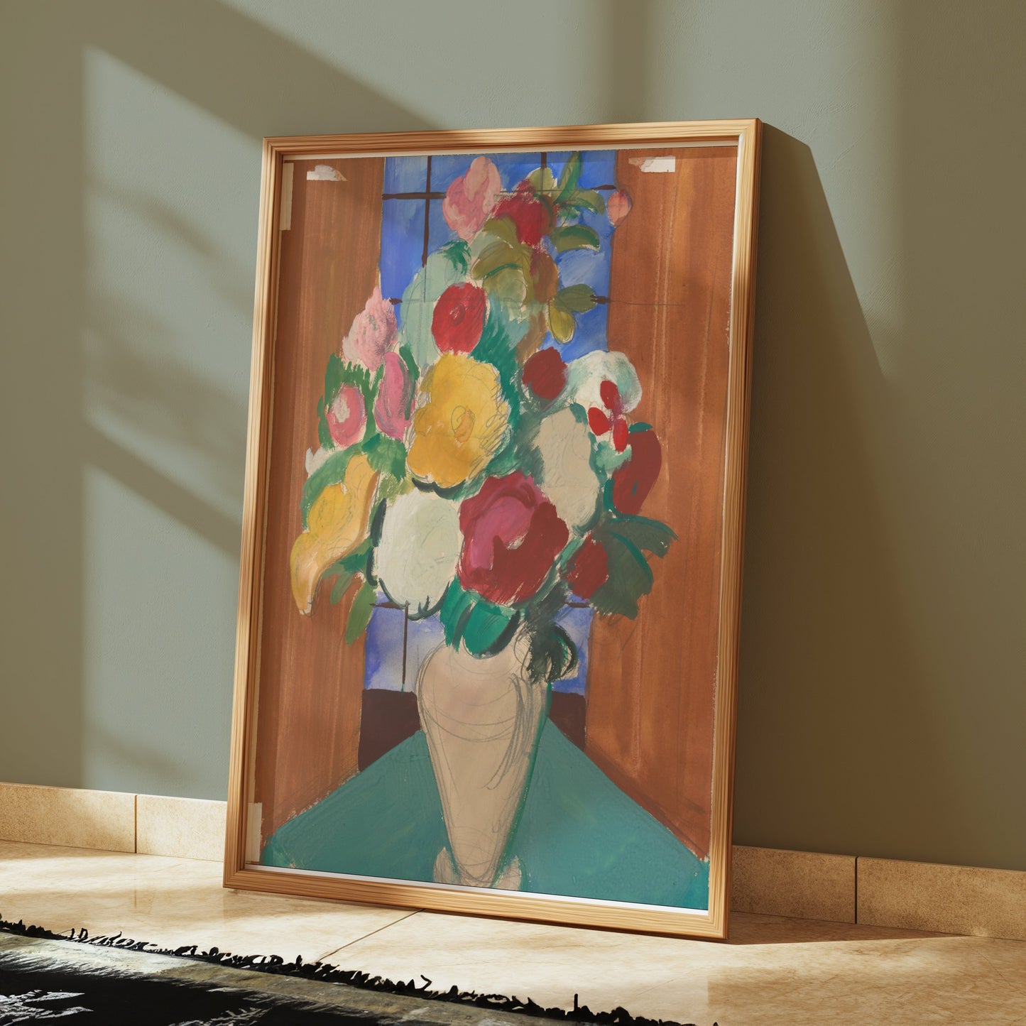 Premium Poster of Vibrant Floral Vase Art Display for Bright Spaces Posters