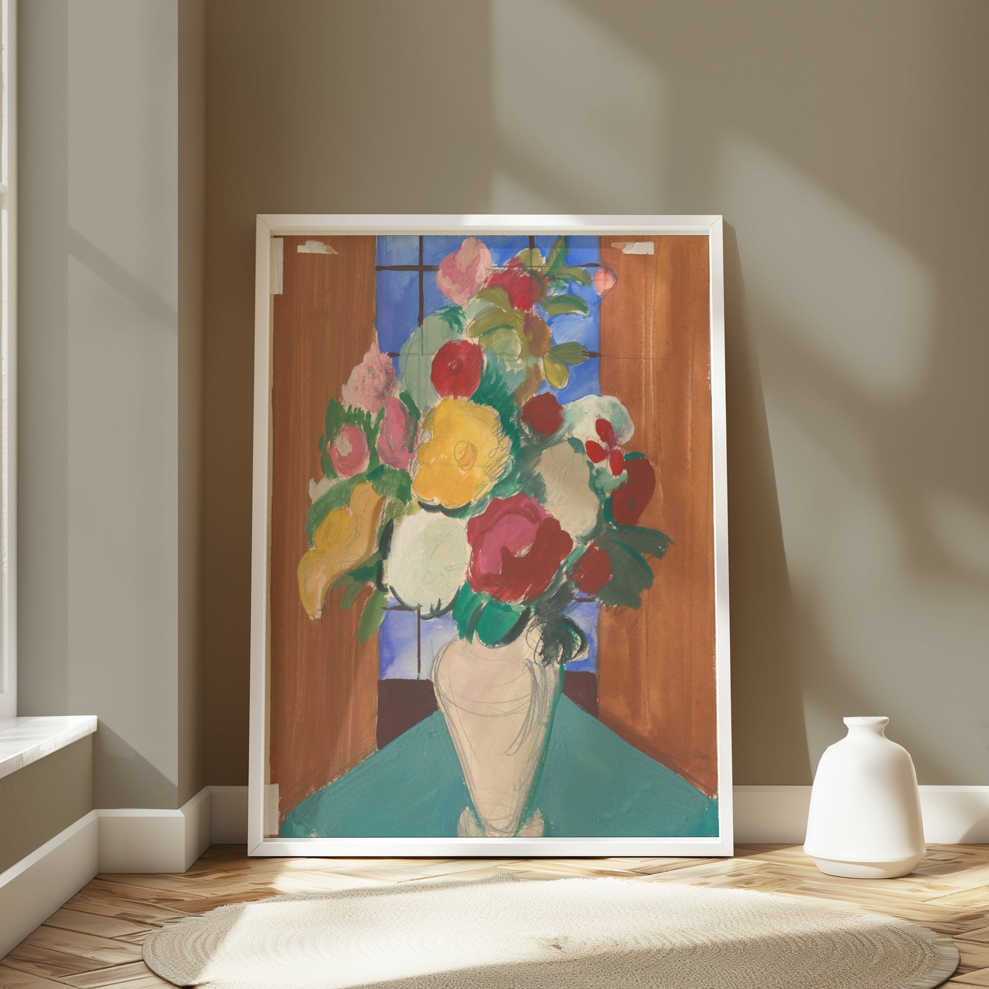 Premium Poster of Vibrant Floral Vase Art Display for Bright Spaces Posters
