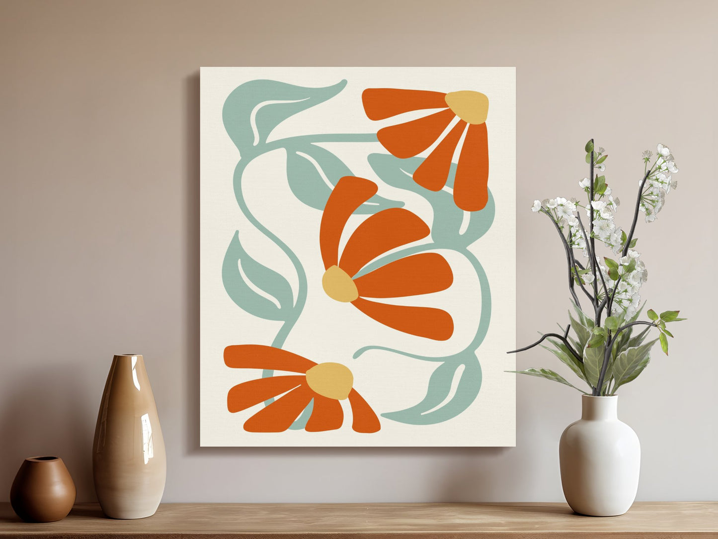 Premium Poster of Vibrant Floral Wall Art with Bold Daisies Canvas Wraps