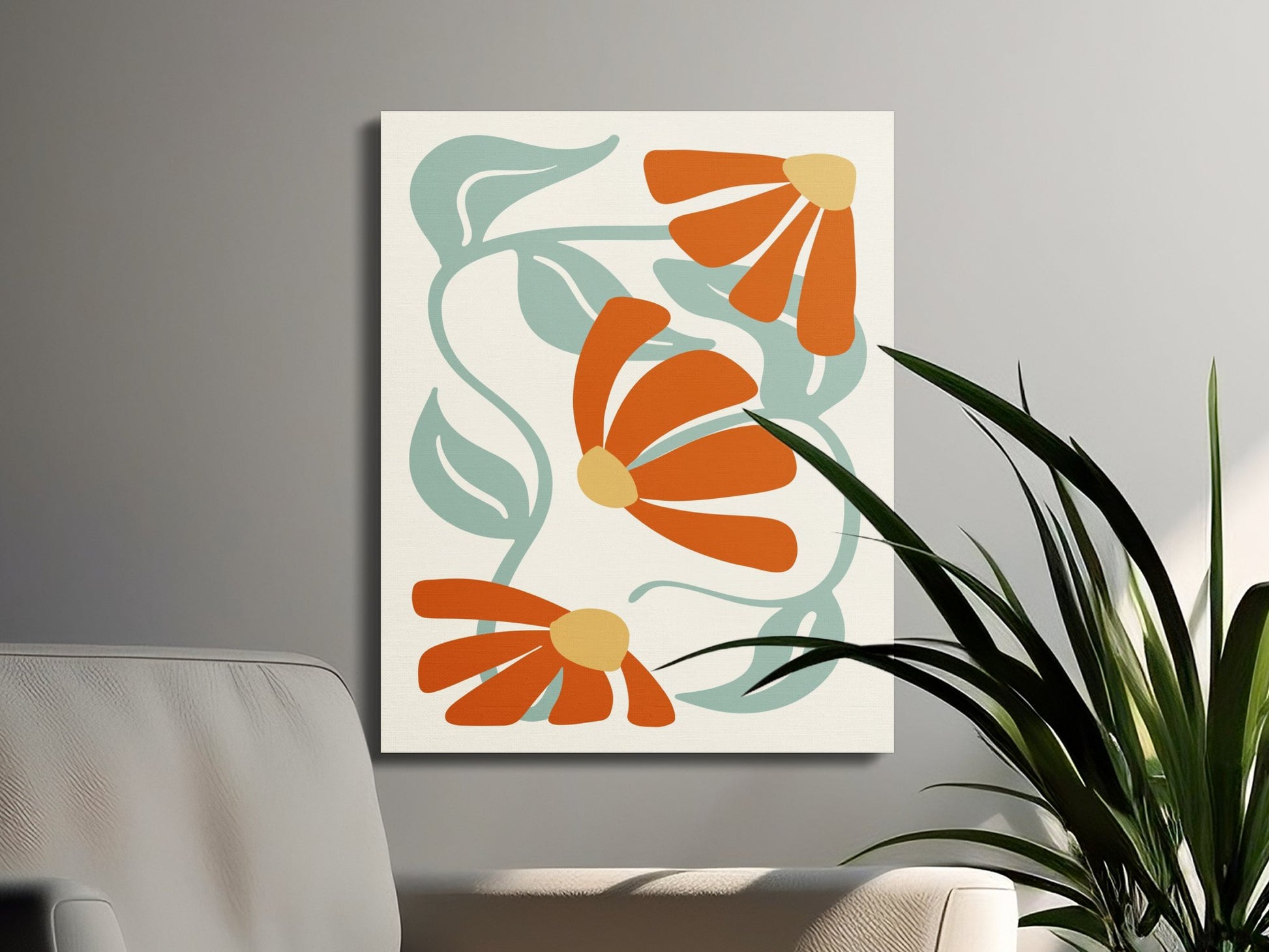 Premium Poster of Vibrant Floral Wall Art with Bold Daisies Canvas Wraps