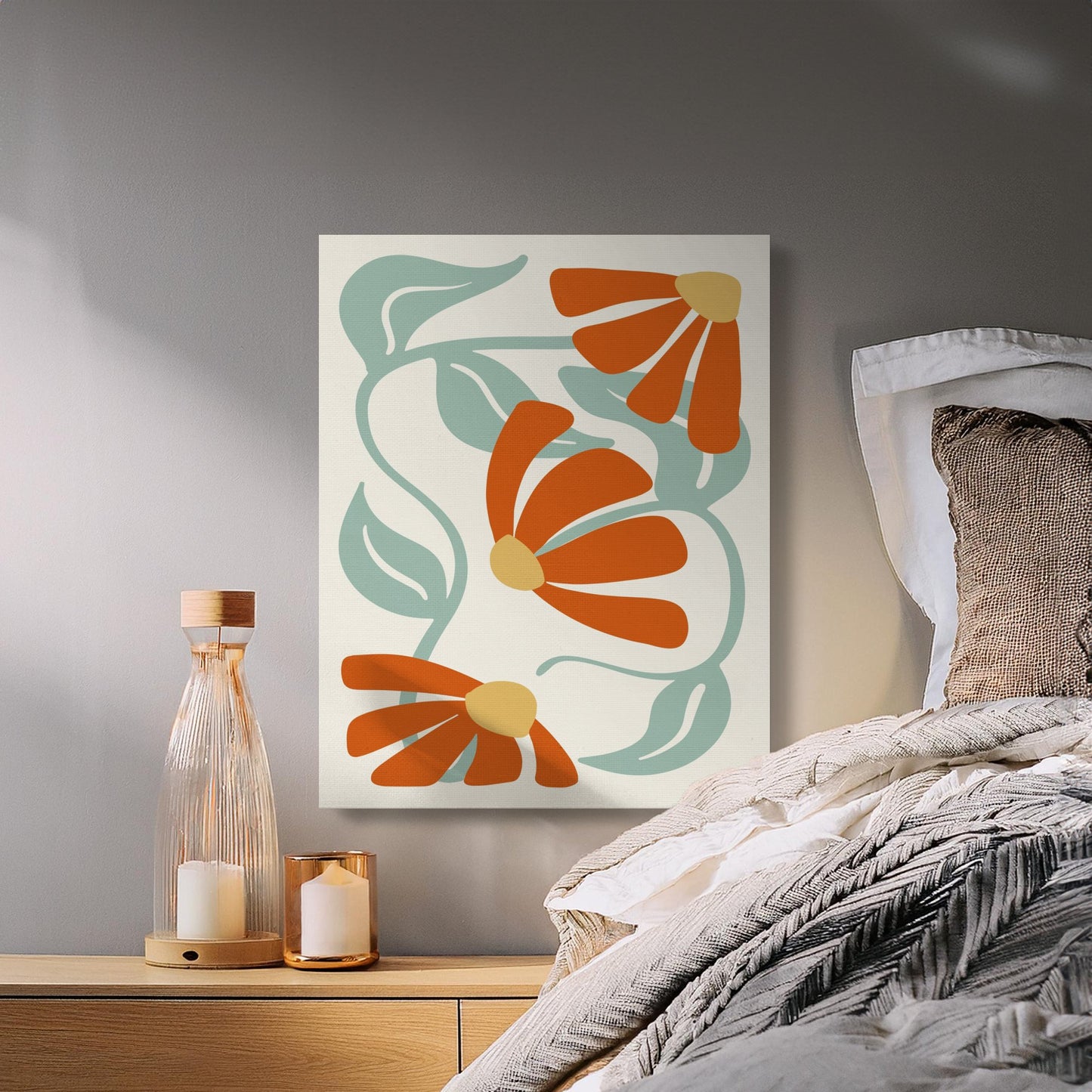 Premium Poster of Vibrant Floral Wall Art with Bold Daisies Canvas Wraps