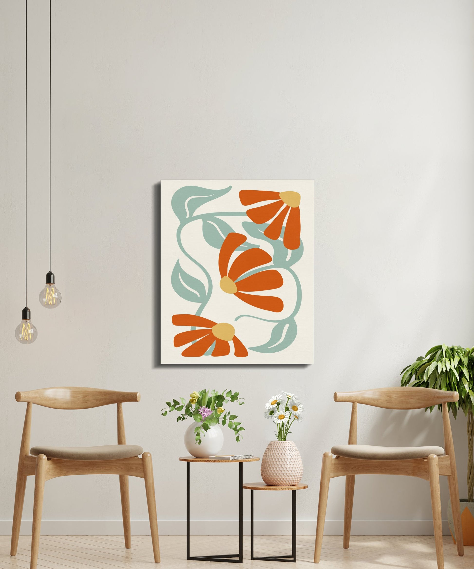 Premium Poster of Vibrant Floral Wall Art with Bold Daisies Canvas Wraps