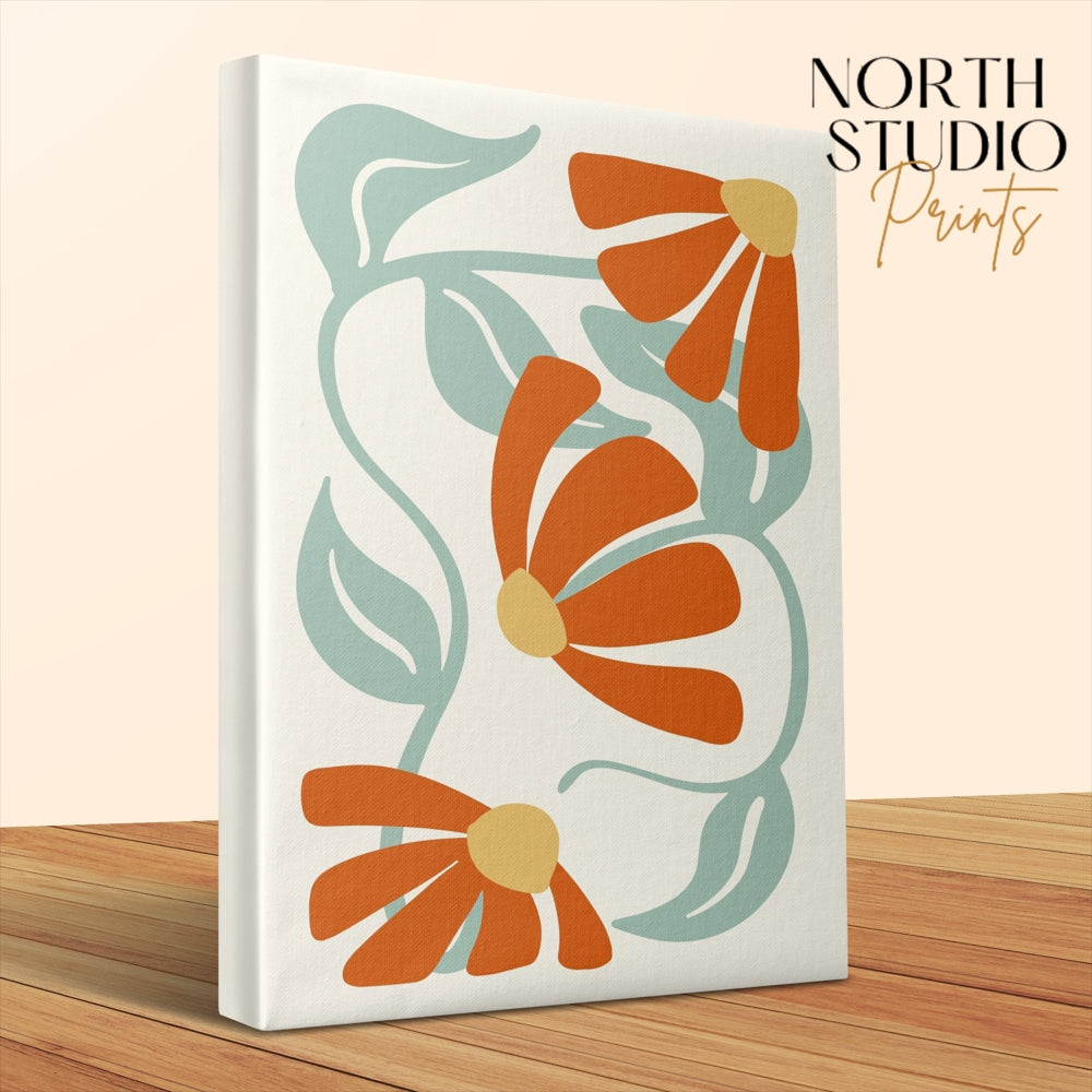Premium Poster of Vibrant Floral Wall Art with Bold Daisies Canvas Wraps