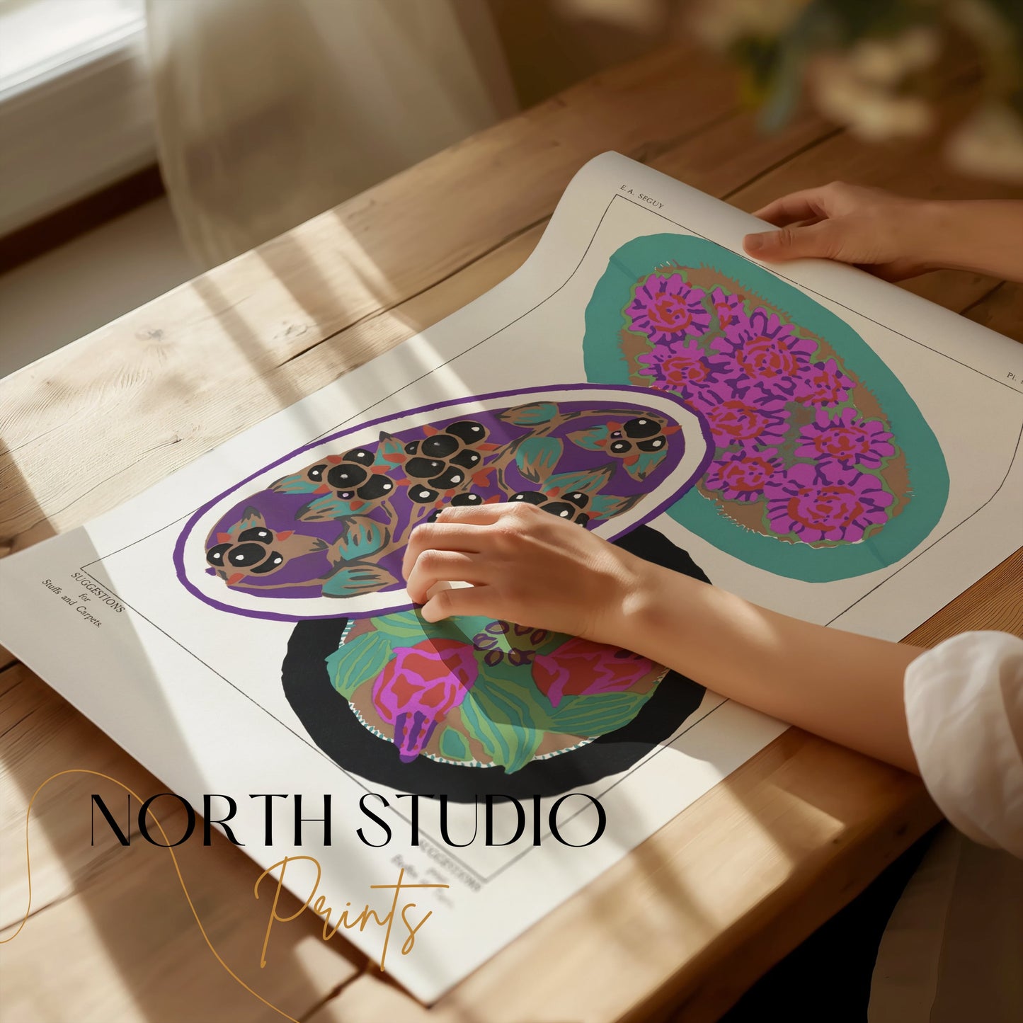 Premium Poster of Vibrant Floral and Abstract Rugs Art Print Posters