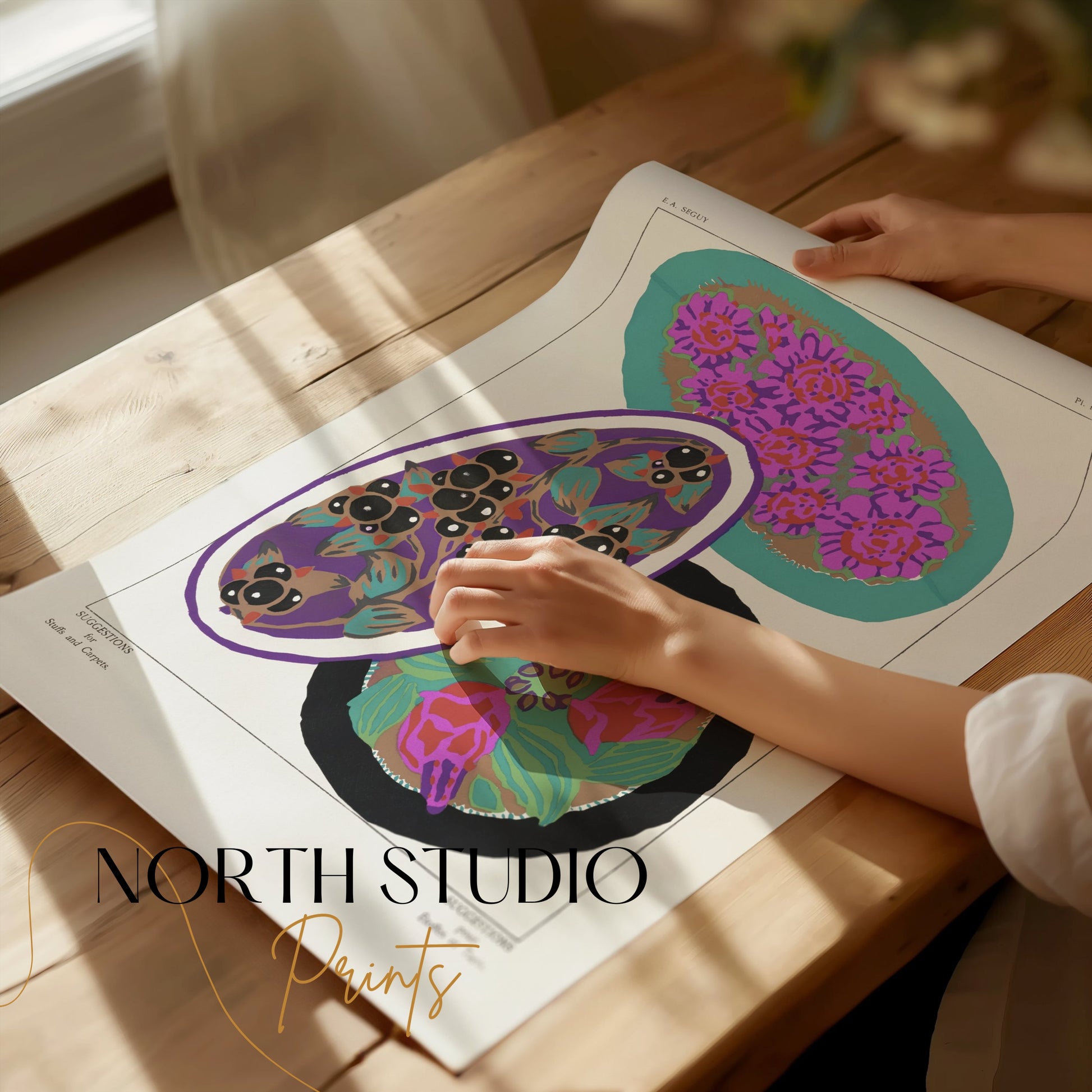 Premium Poster of Vibrant Floral and Abstract Rugs Art Print Posters