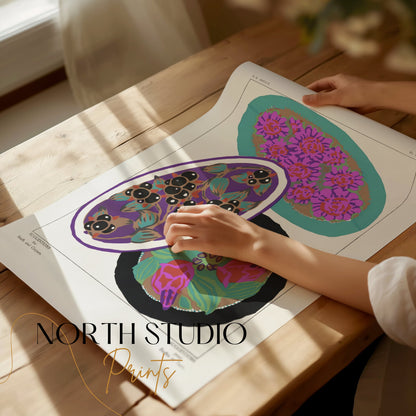 Premium Poster of Vibrant Floral and Abstract Rugs Art Print Posters