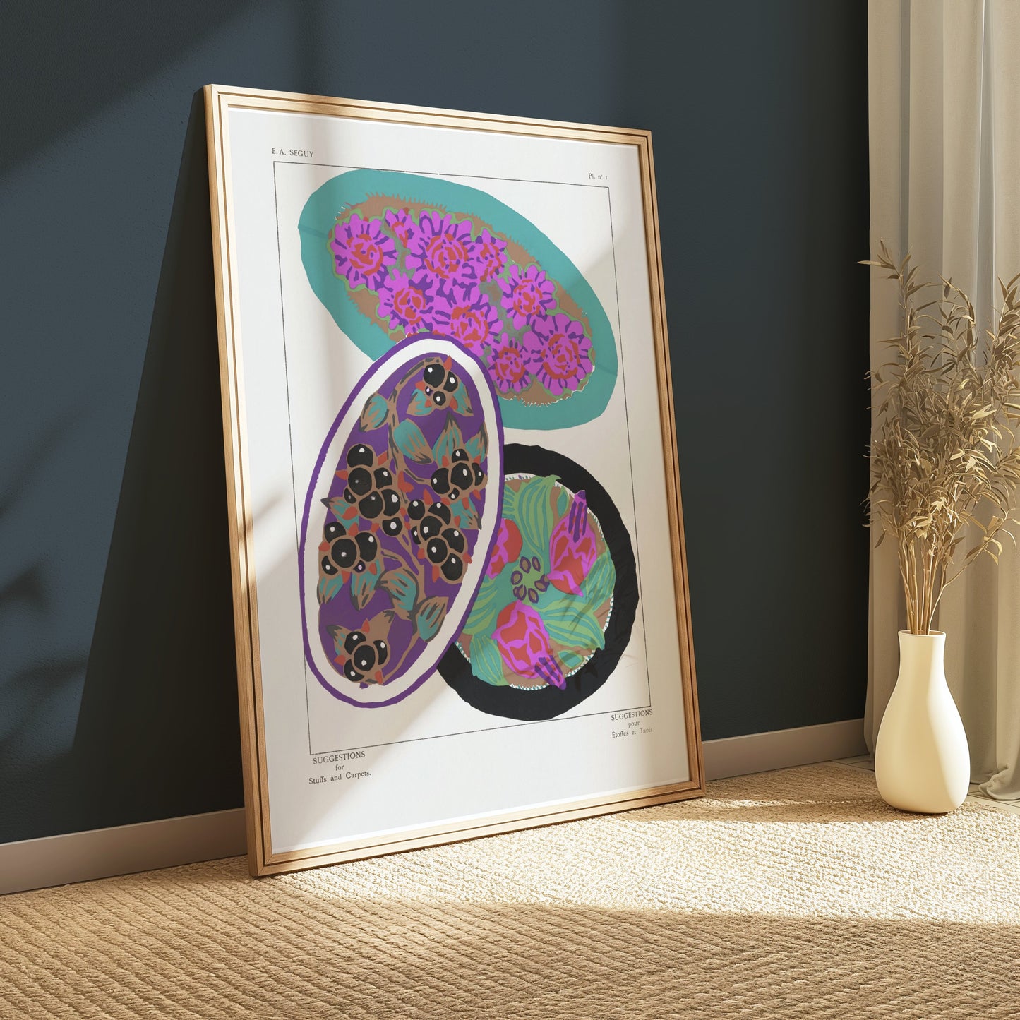 Premium Poster of Vibrant Floral and Abstract Rugs Art Print Posters