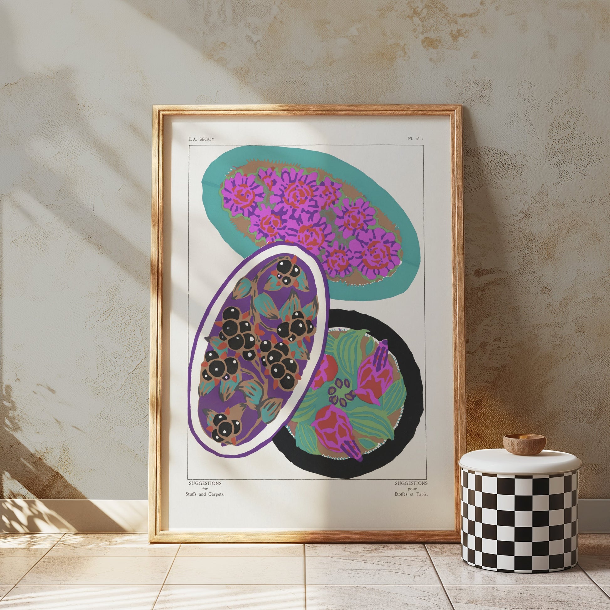 Premium Poster of Vibrant Floral and Abstract Rugs Art Print Posters