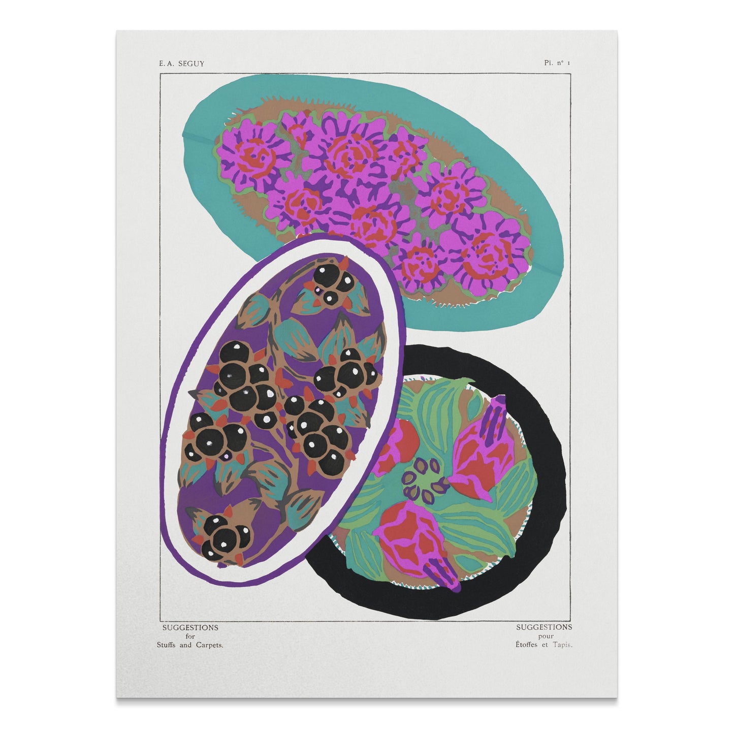 Premium Poster of Vibrant Floral and Abstract Rugs Art Print Posters