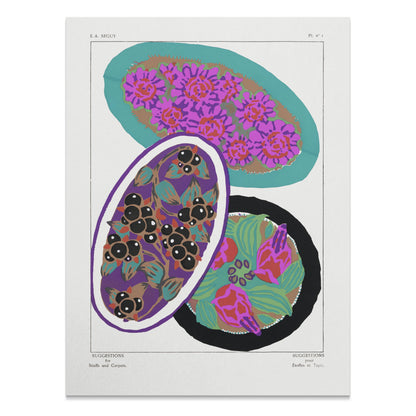 Premium Poster of Vibrant Floral and Abstract Rugs Art Print Posters