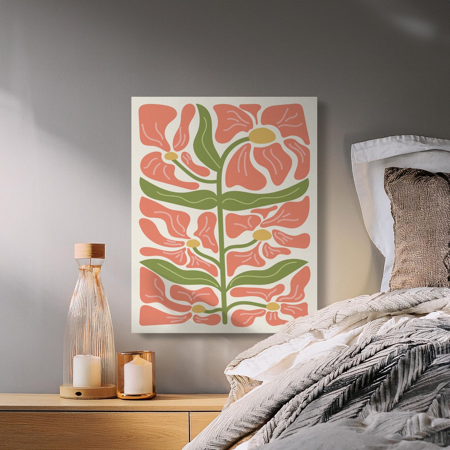 Premium Poster of Vibrant Flower Pattern Floral Wall Art Canvas Wraps