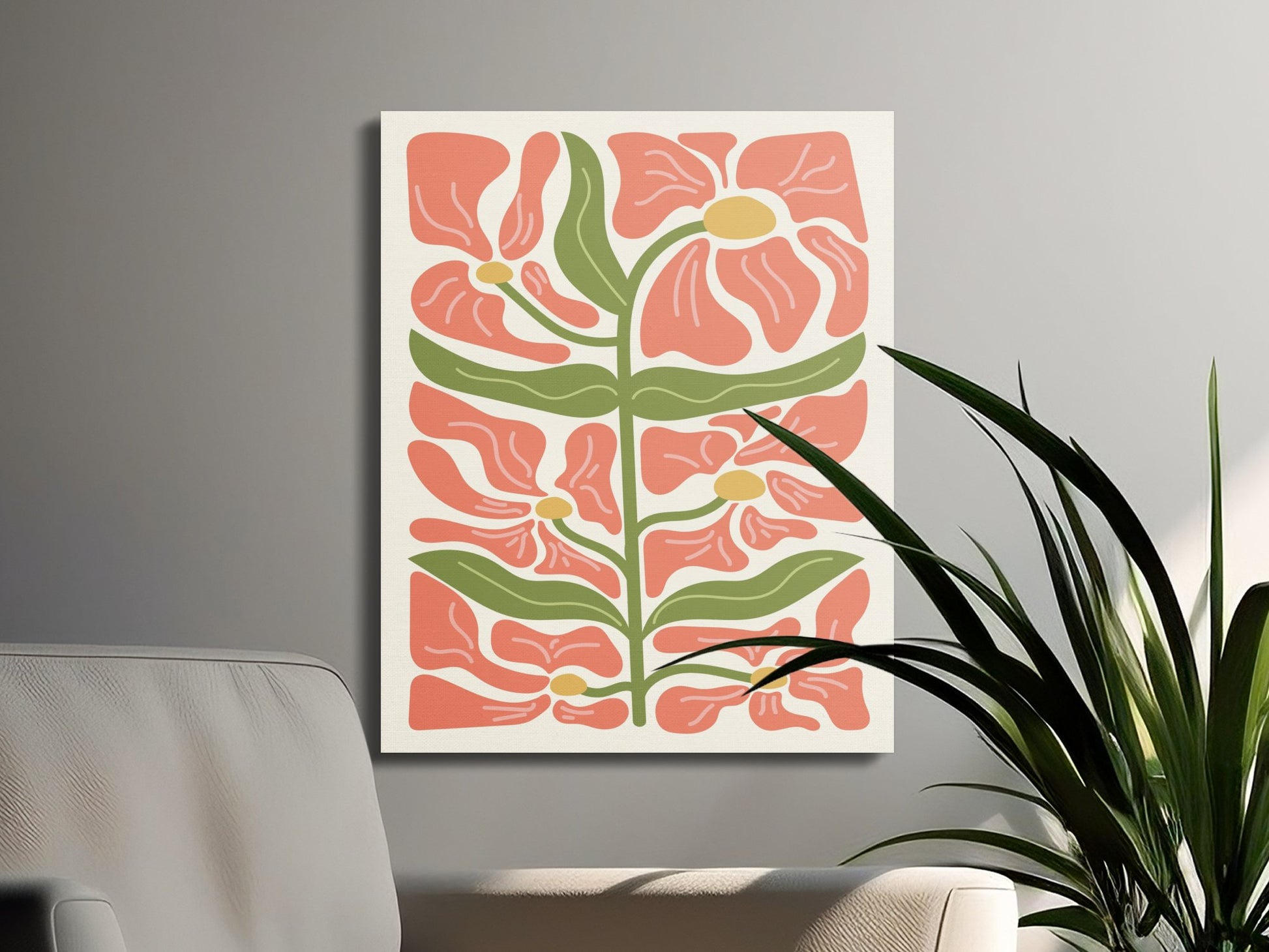 Premium Poster of Vibrant Flower Pattern Floral Wall Art Canvas Wraps