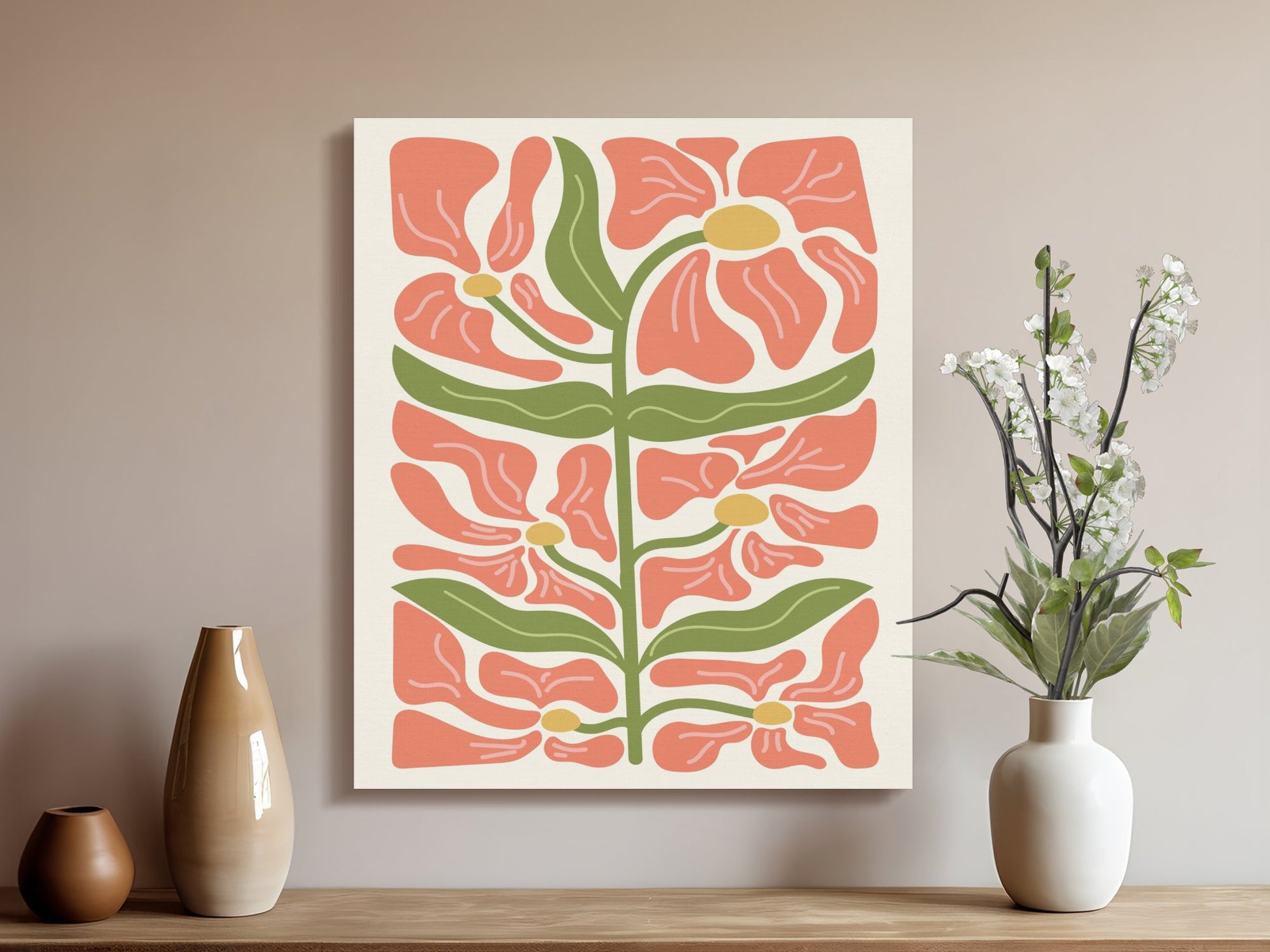 Premium Poster of Vibrant Flower Pattern Floral Wall Art Canvas Wraps
