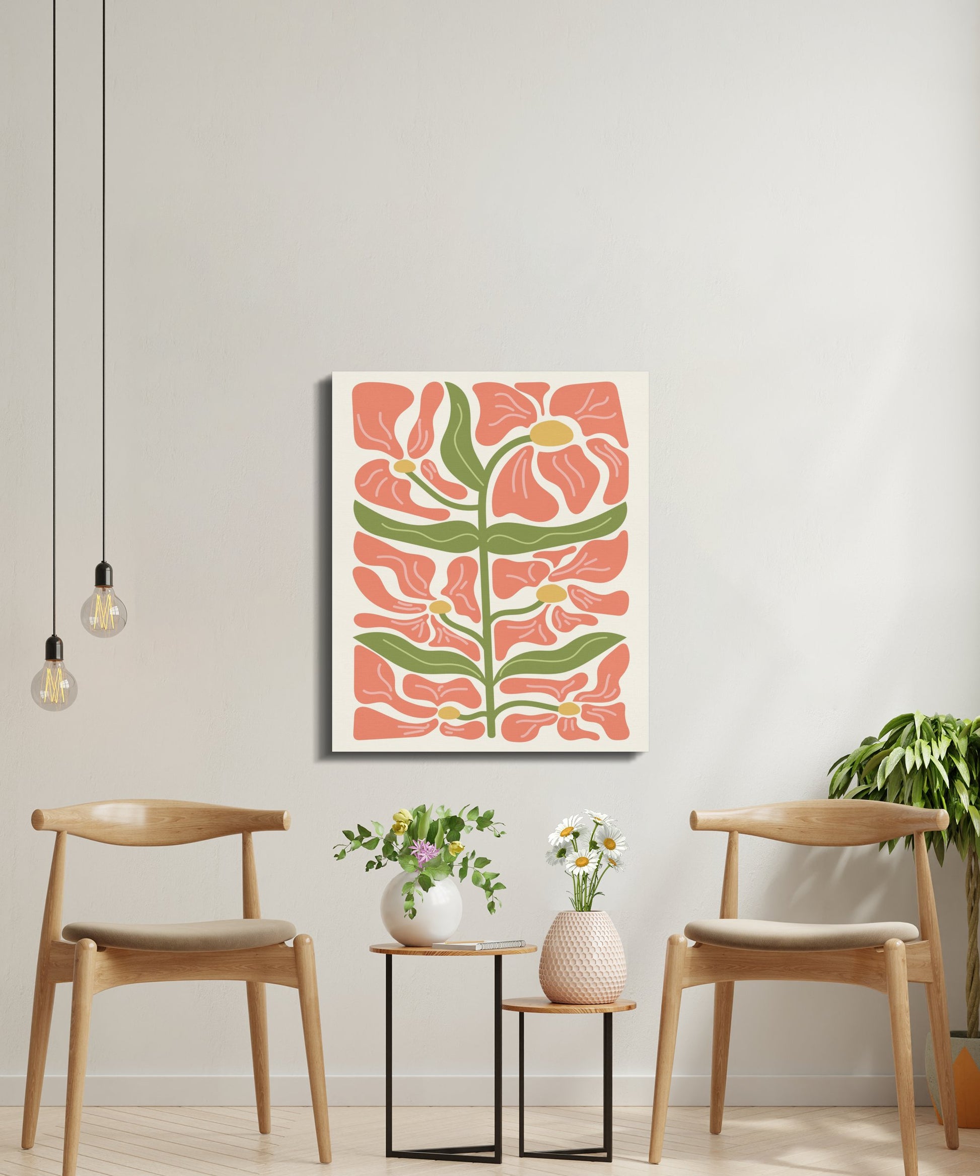 Premium Poster of Vibrant Flower Pattern Floral Wall Art Canvas Wraps