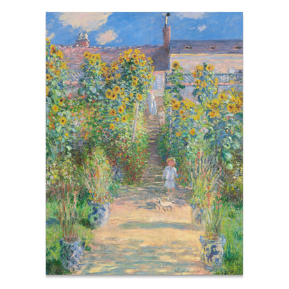 Premium Poster of Vibrant Garden Scene with Sunflowers and House Posters