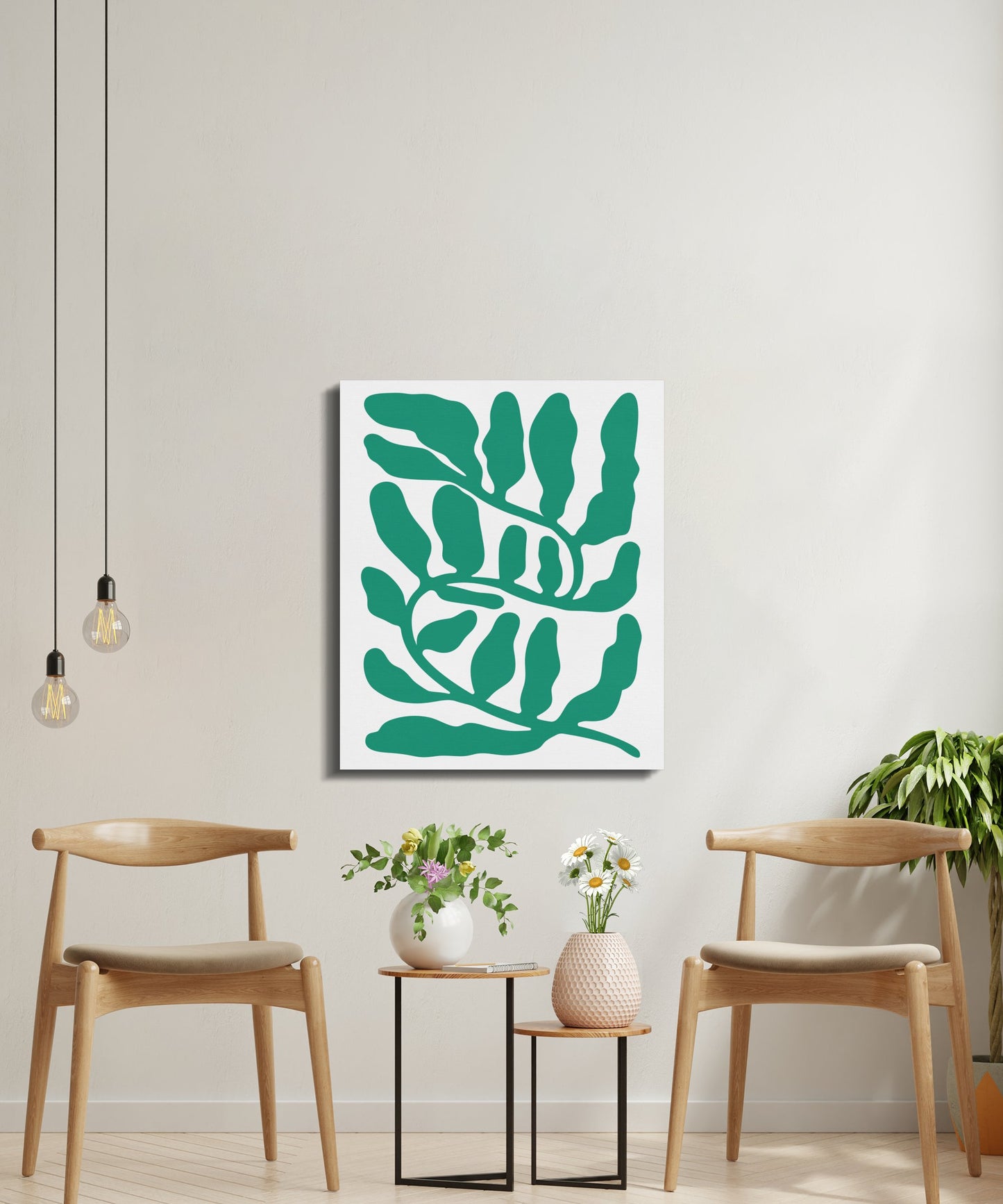 Premium Poster of Vibrant Green Botanical Floral Wall Art Canvas Wraps