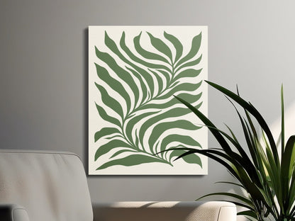 Premium Poster of Vibrant Green Leafy Pattern Canvas Wraps