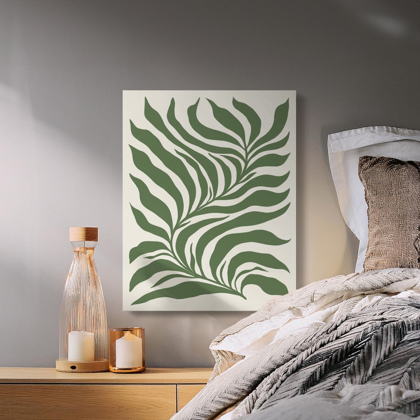 Premium Poster of Vibrant Green Leafy Pattern Canvas Wraps